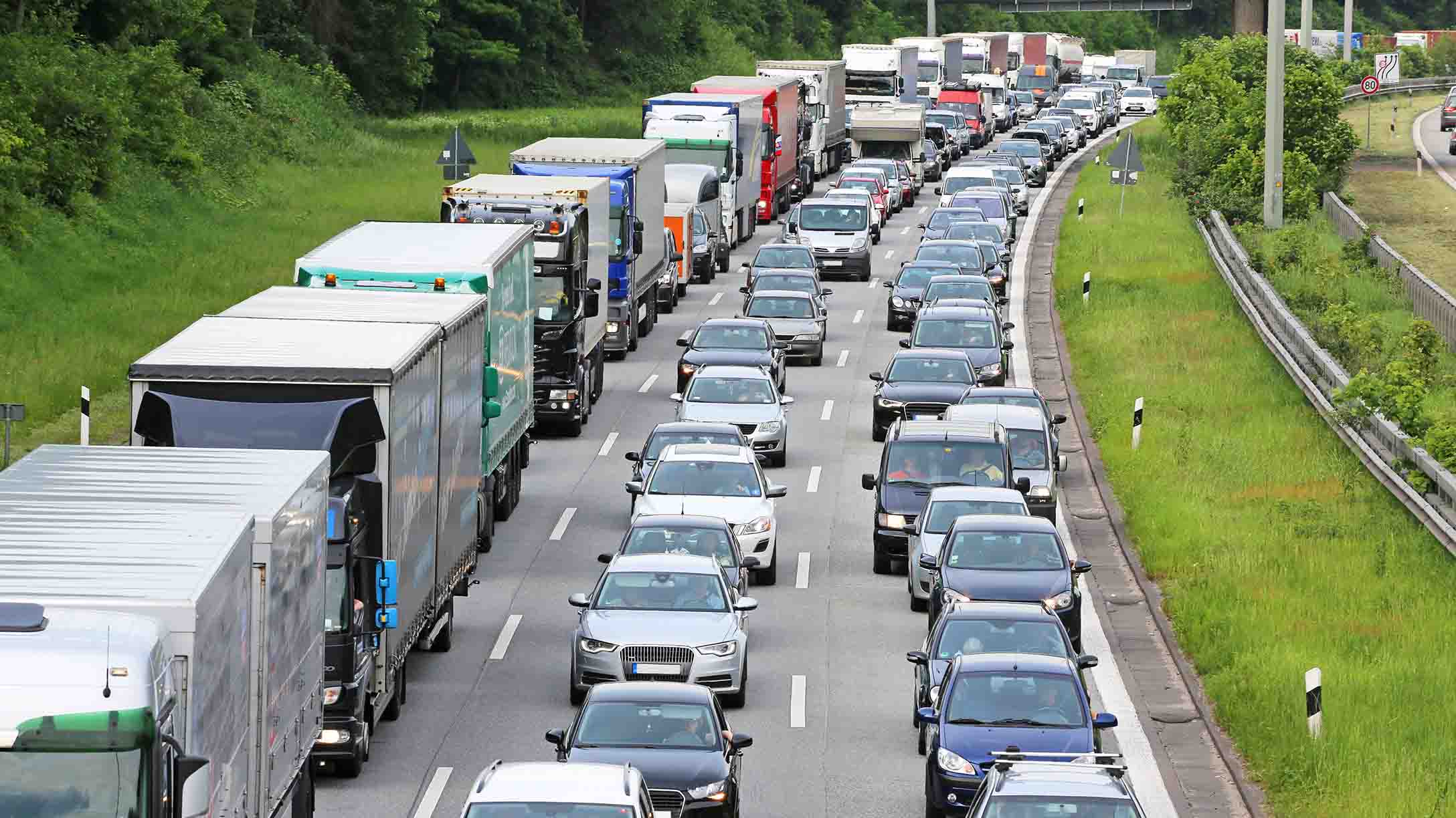 Trucks driving on road