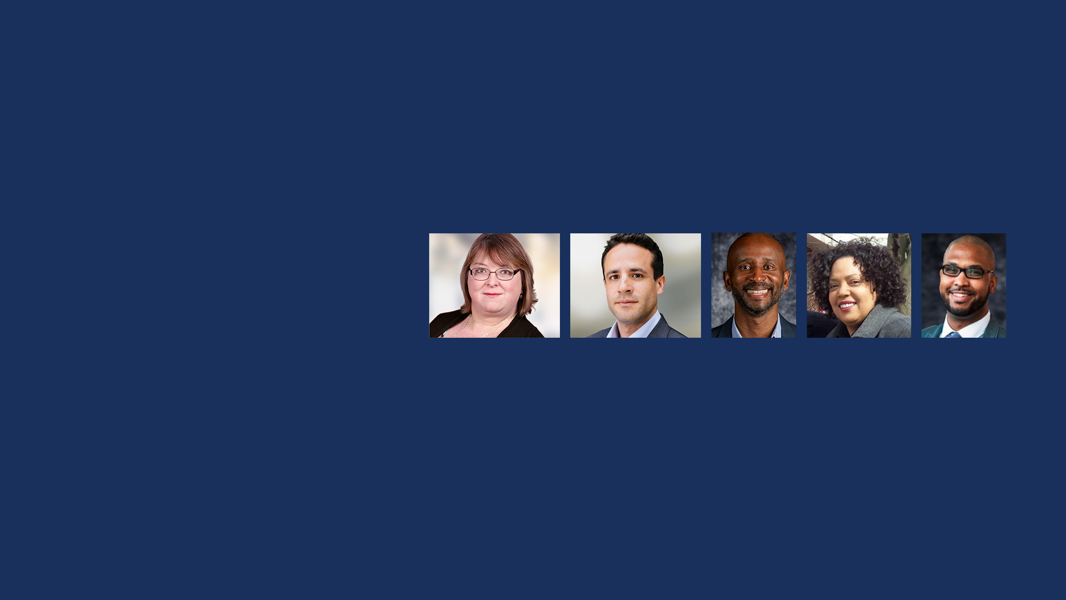 A dark blue background with Black History Month written and pictures of five Geotabbers.