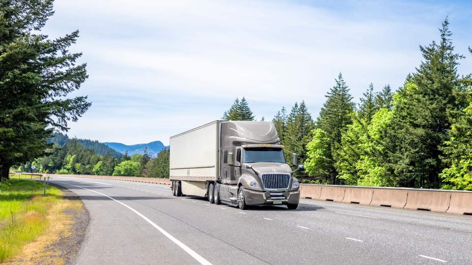 Truck driving on road