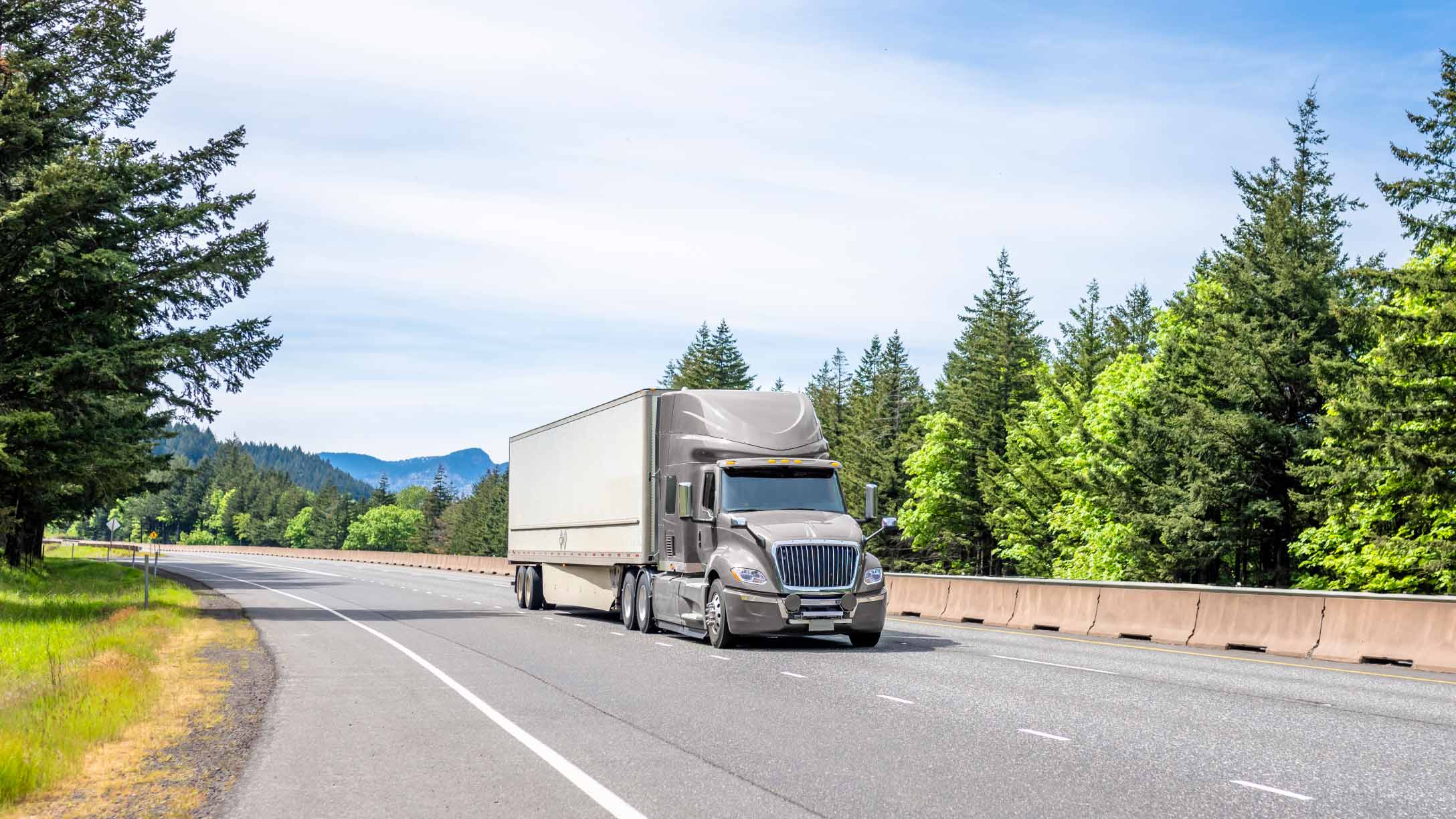 Truck driving on road