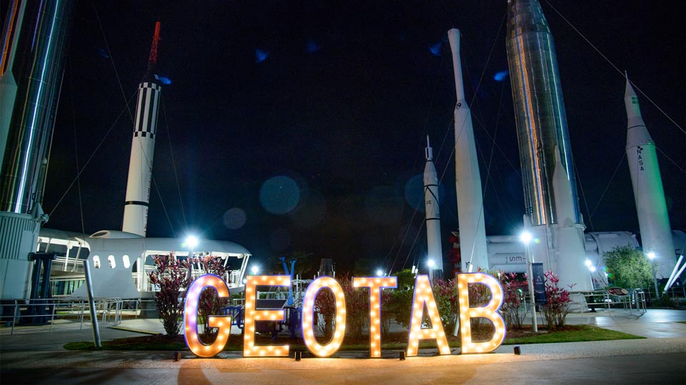 Large Geotab sign at Geotab Connect 2023