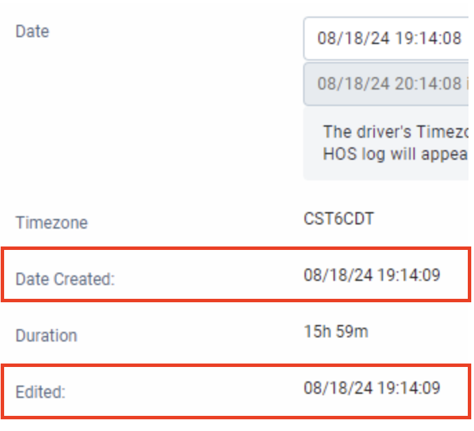 Displays both date created and edited