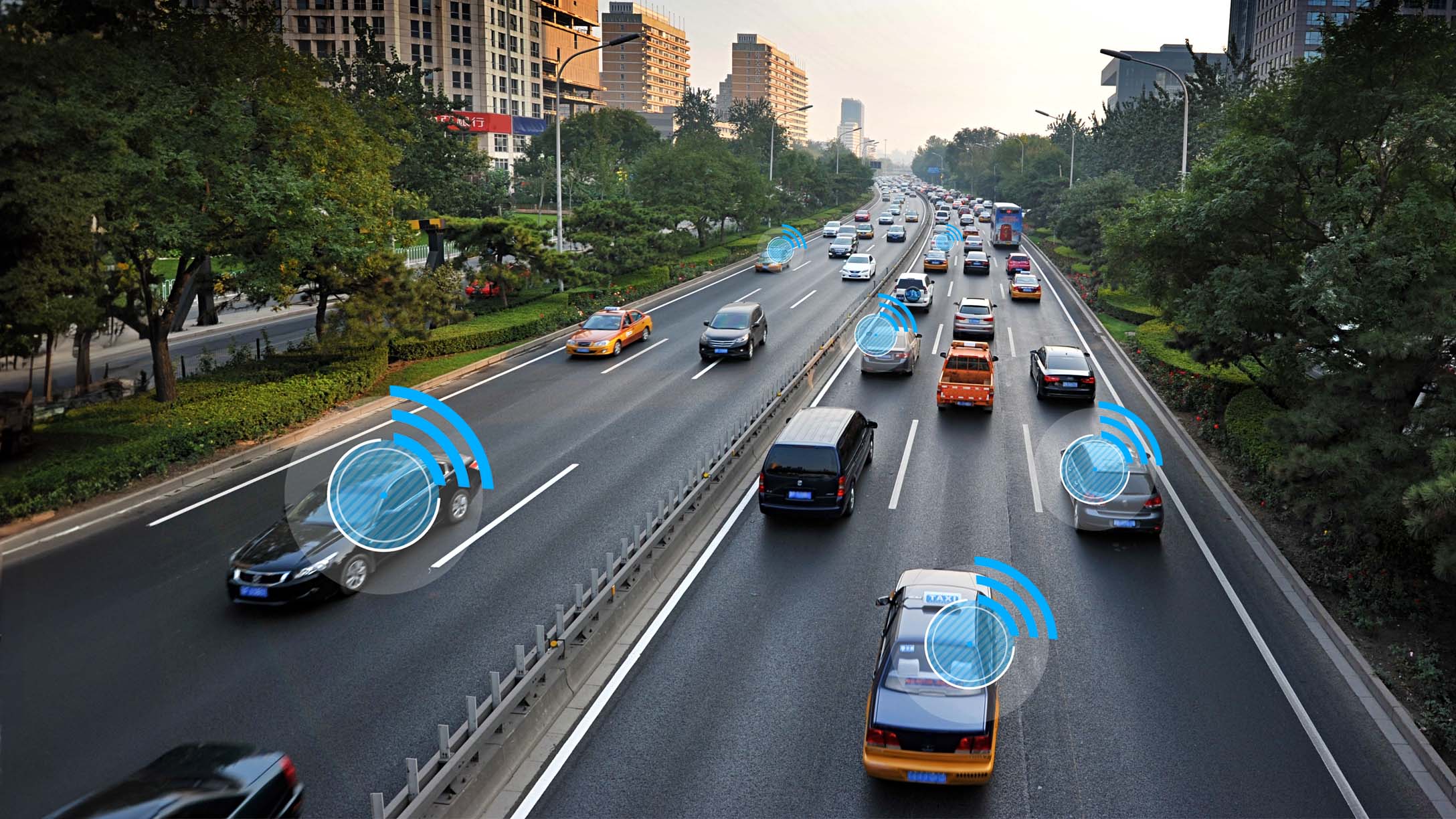 multiple vehicles on the road