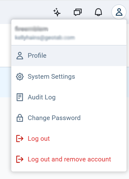 Image of Account menu expanded