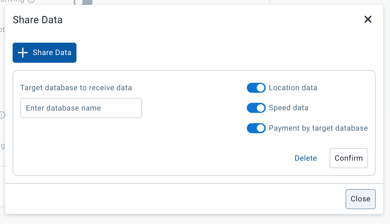 New Share Data option.