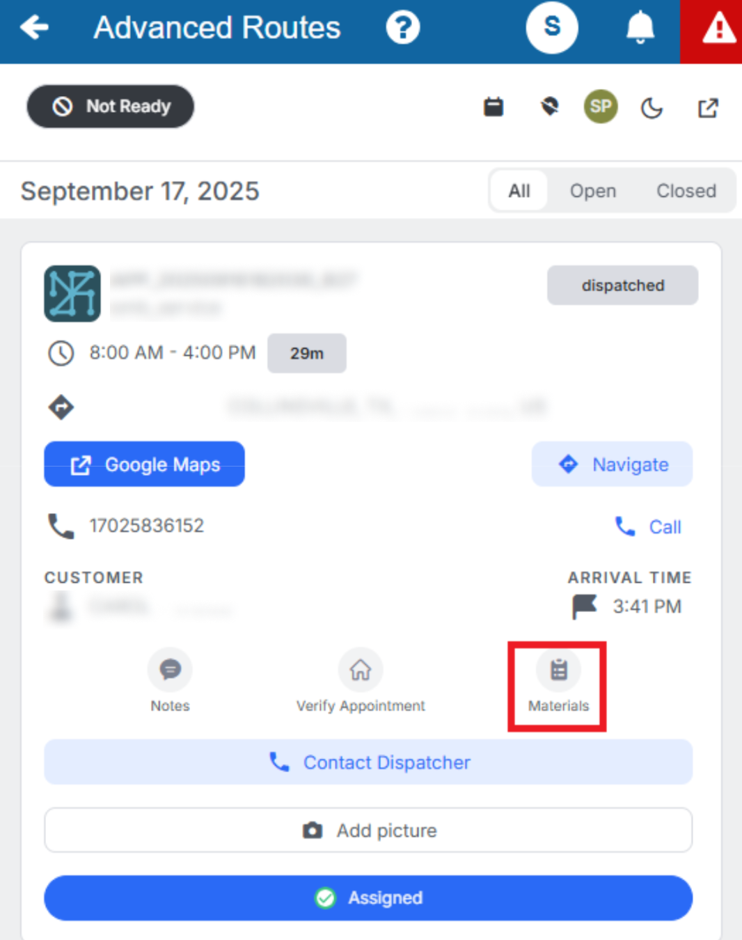 New Materials option in Advanced Routes workflow.