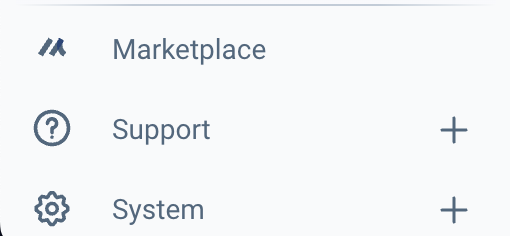 Support menu item in the left-hand side bar.