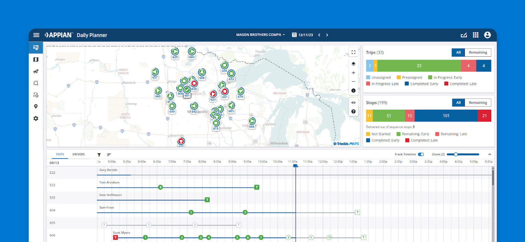 An image of Appian's route optimization software