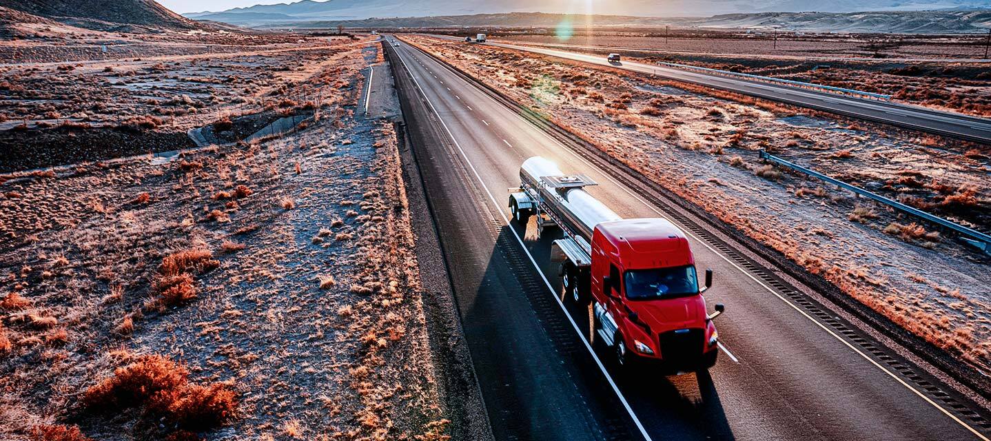 Truck driving on road