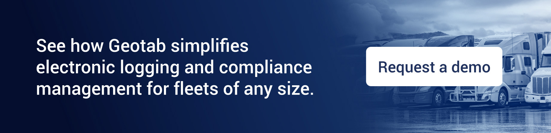 See how Geotab simplifies electronic logging and compliance management for fleets of any size. Request a demo