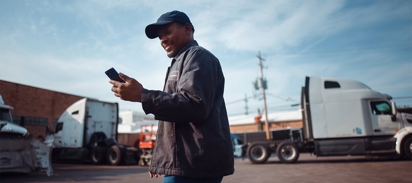 driver looking at data