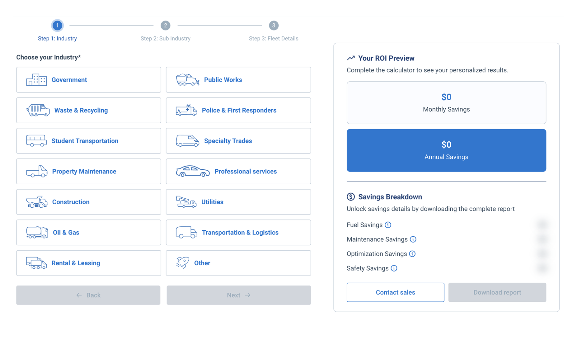 fleet management ROI Calculator