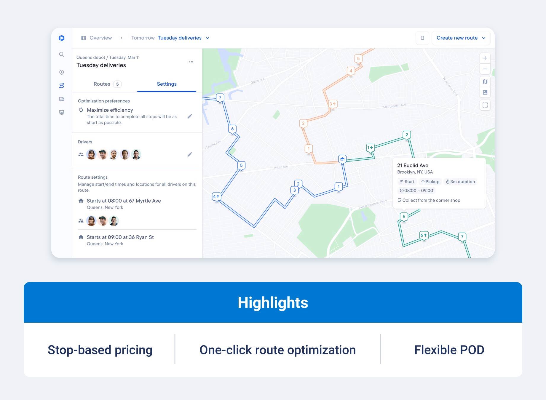 Spoke routing software and highlight callouts.