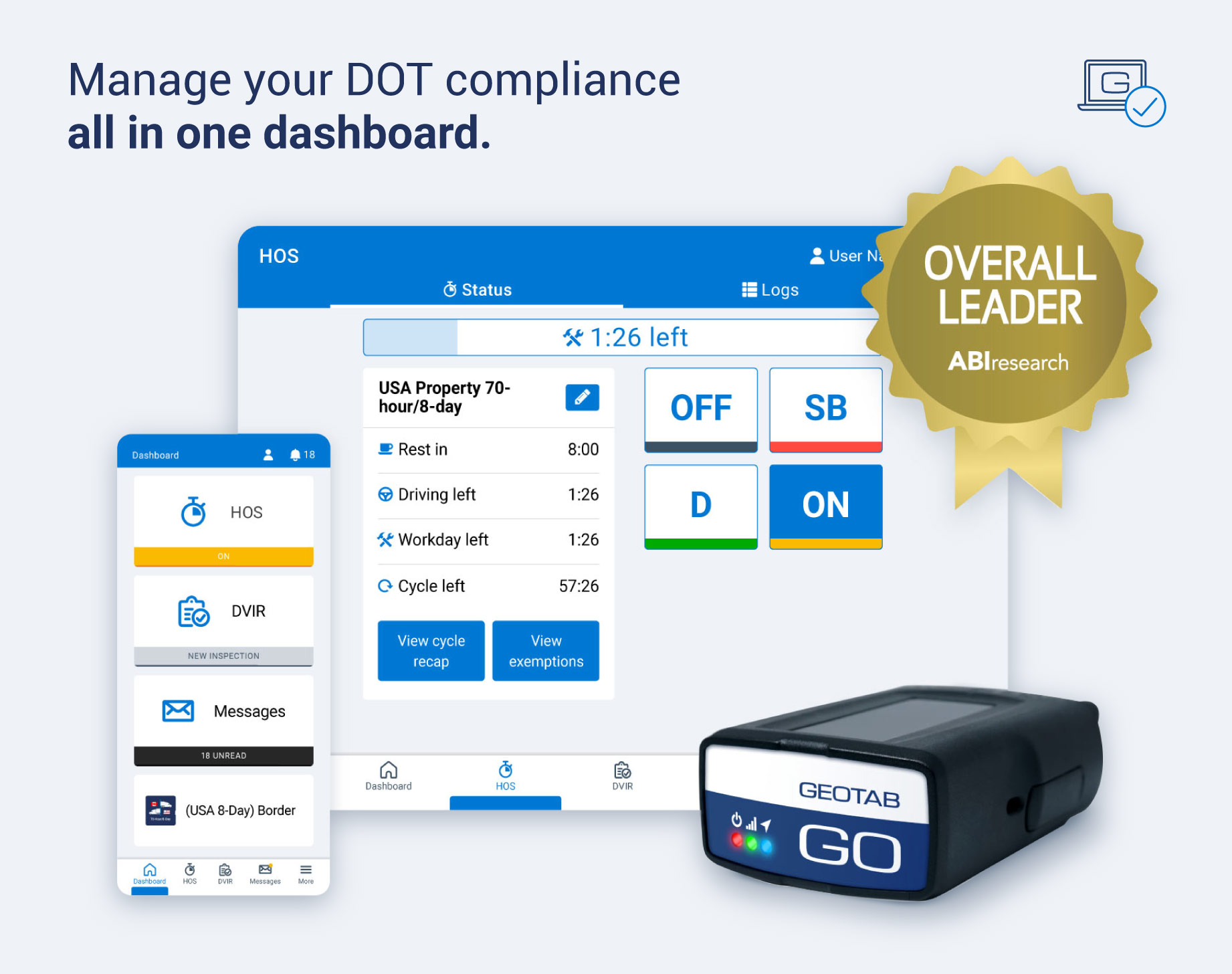 an image of Geotab’s dot compliance software