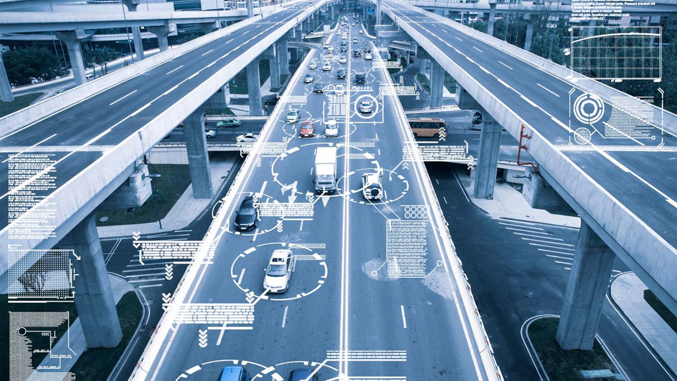 Image of a busy road in a city seen from above