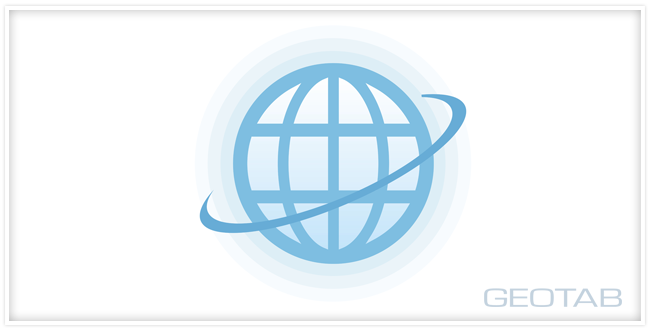 graphic of globe with geotab logo on a white background