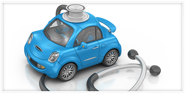 blue car with stethoscope