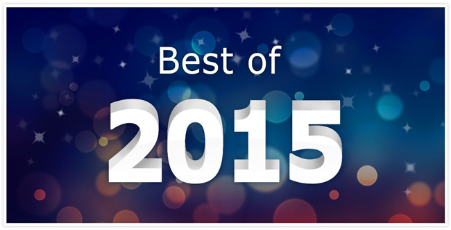 "Best of 2015" in white writing with a blue to red gradient background