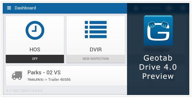 Screenshot of Geotab Drive dashboard with the Geotab Drive logo on the right