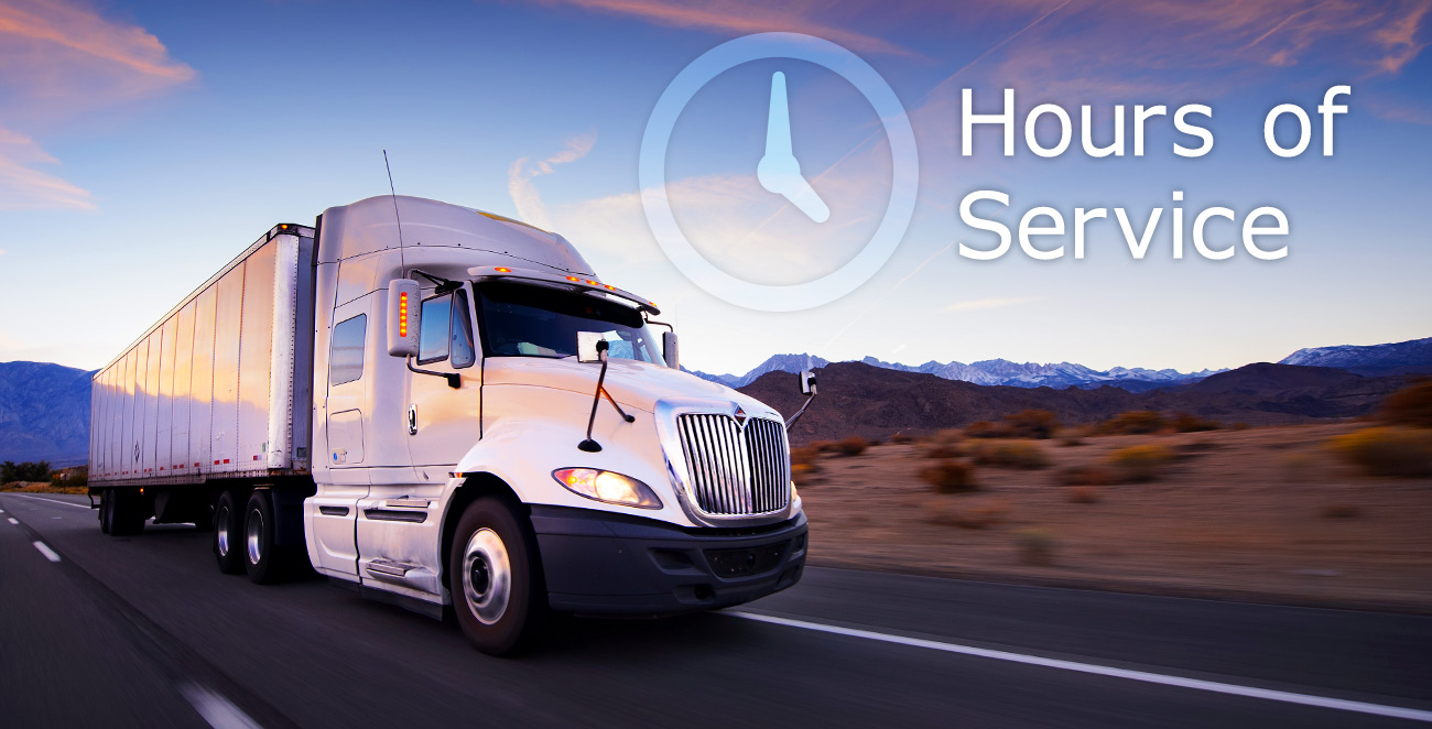 White transport truck with a clock icon above it