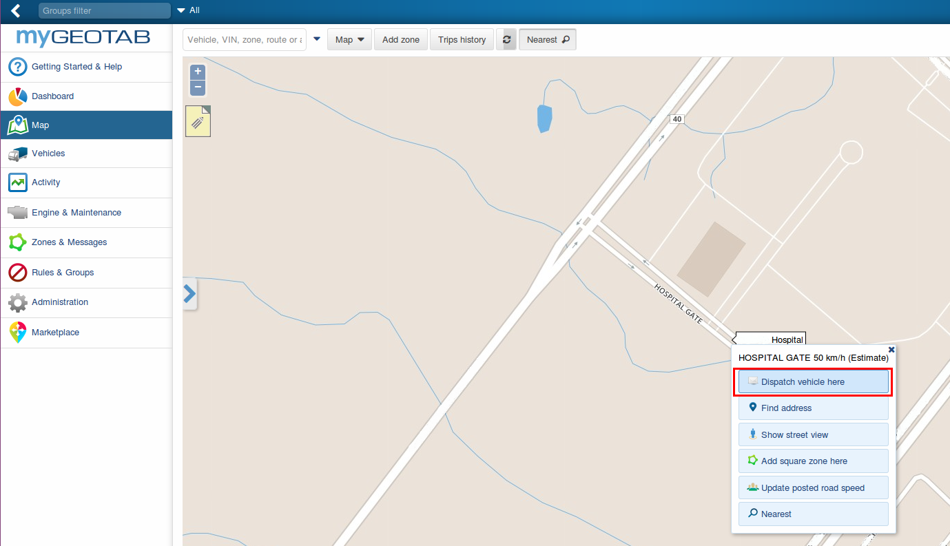 Dispatch nearest feature in MyGeotab
