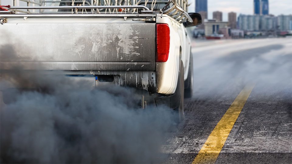 Smoke coming out of the back of a vehicle