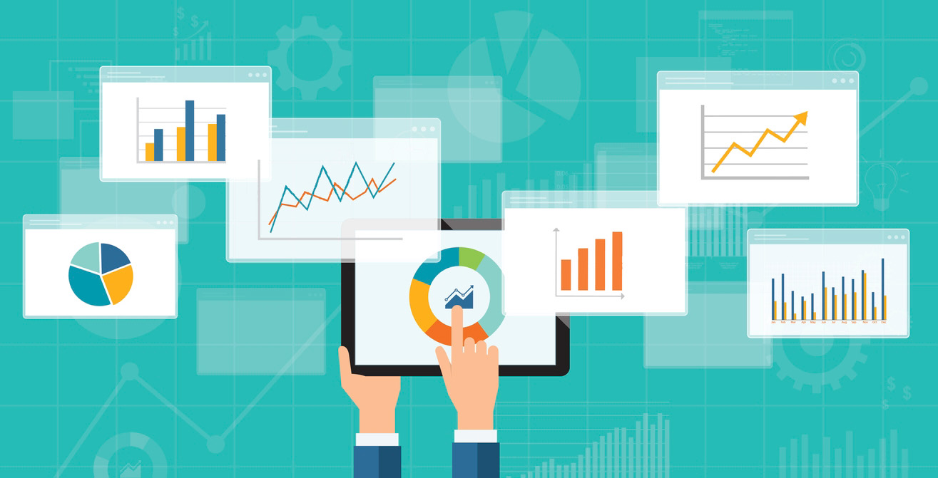 Animated icons of data in charts displayed on dashboards 