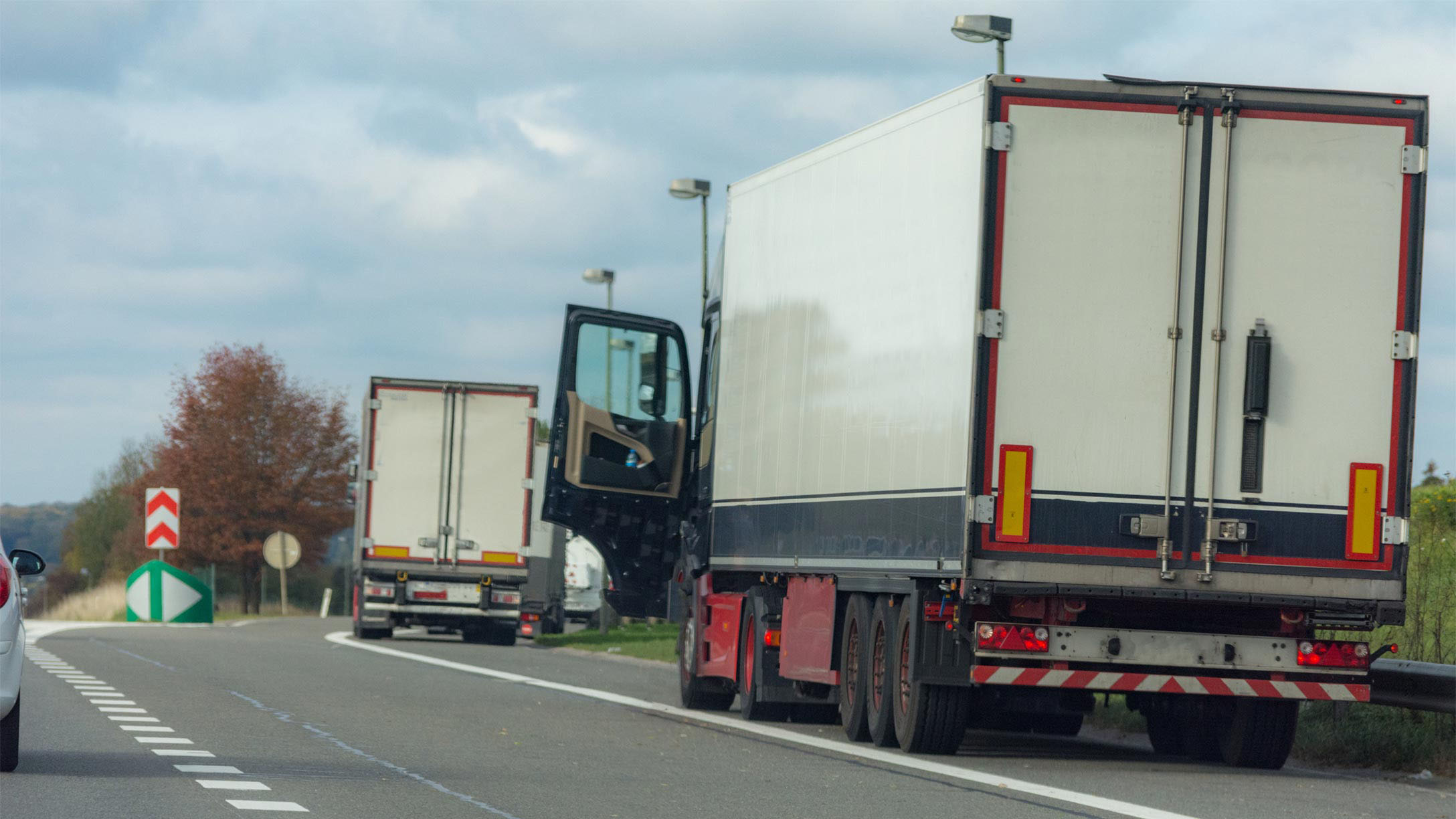 Trucks driving on a highway