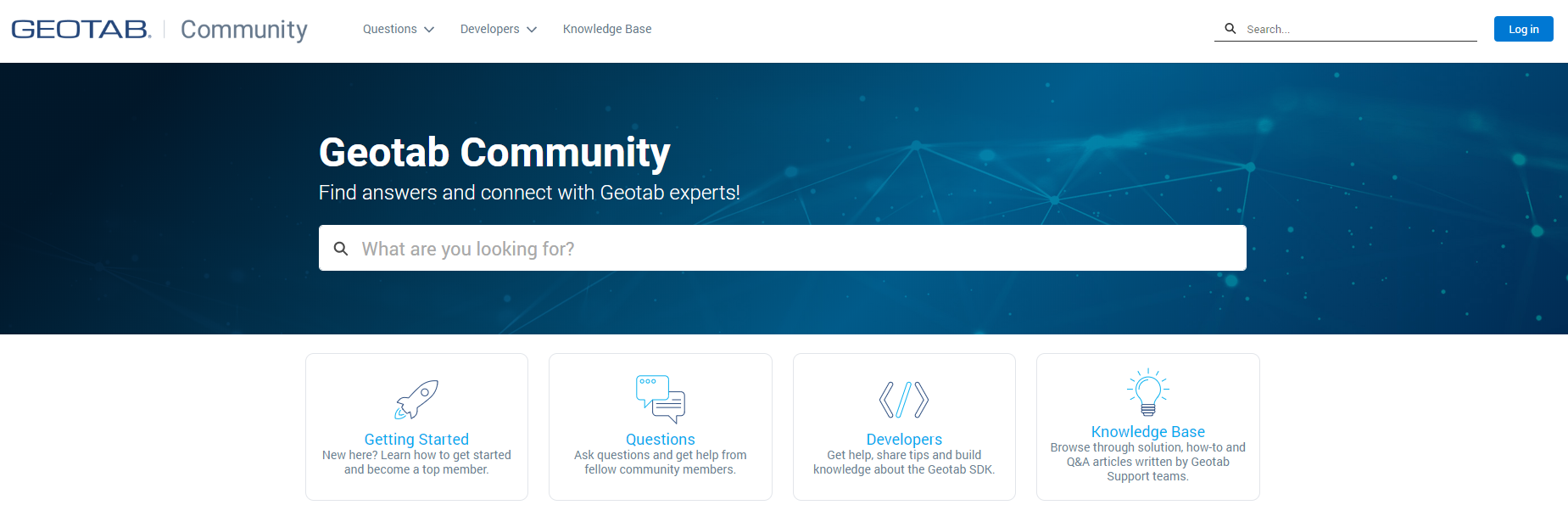 A screenshot of the Geotab Community website banner