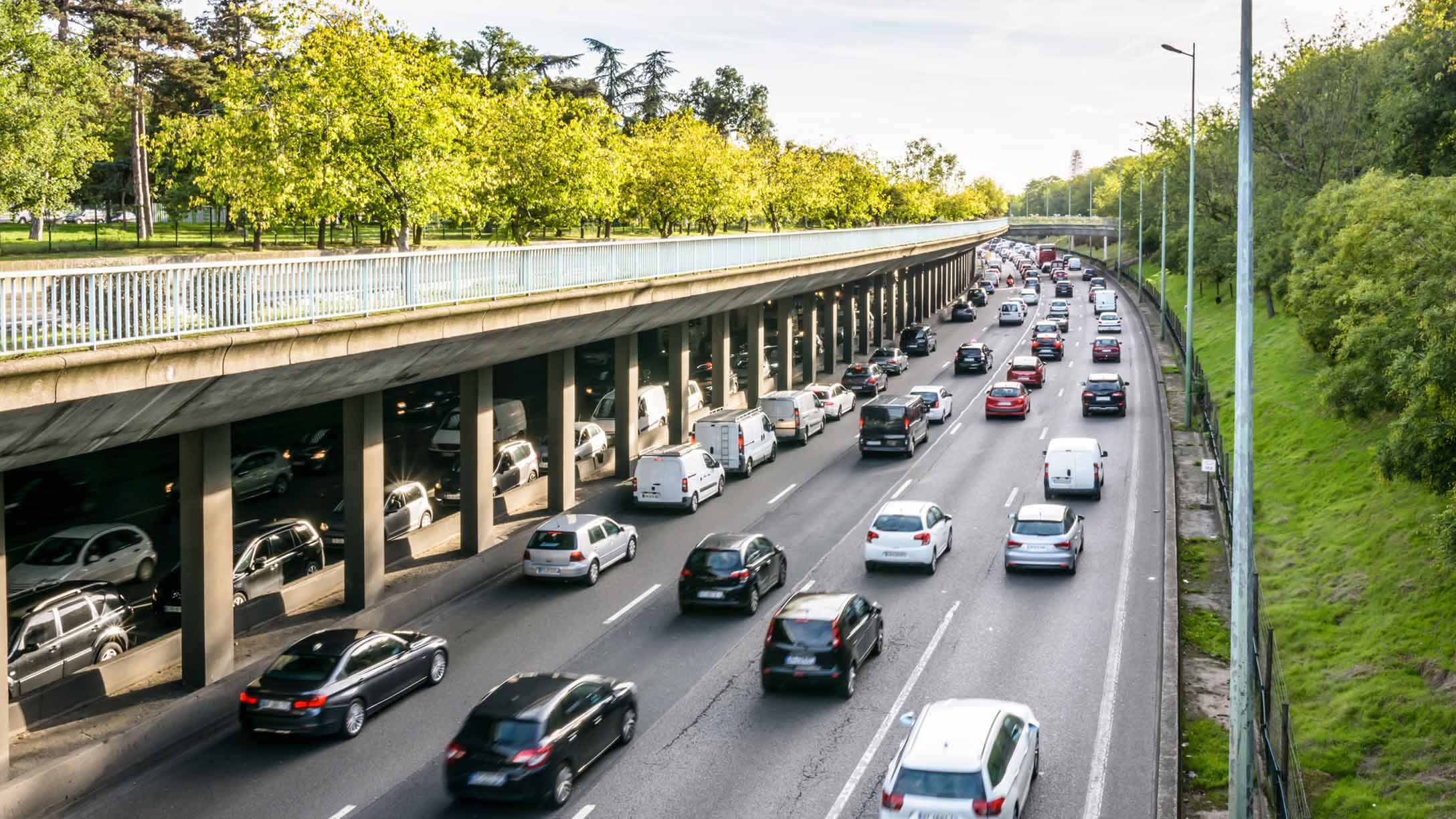 A street in Paris during rush hour