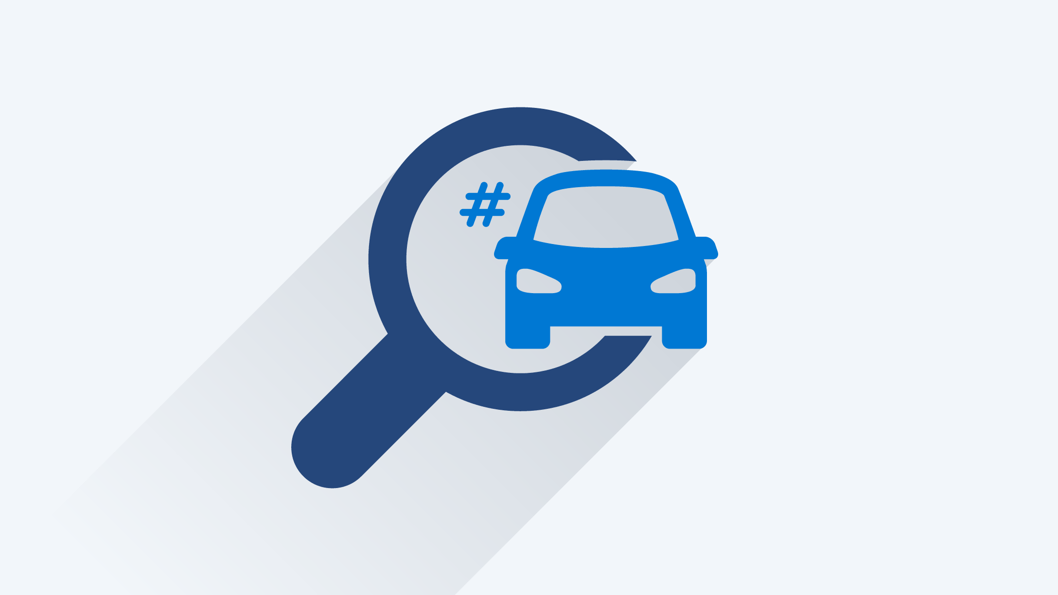 Graphic of a black magnifying glass over a black vehicle