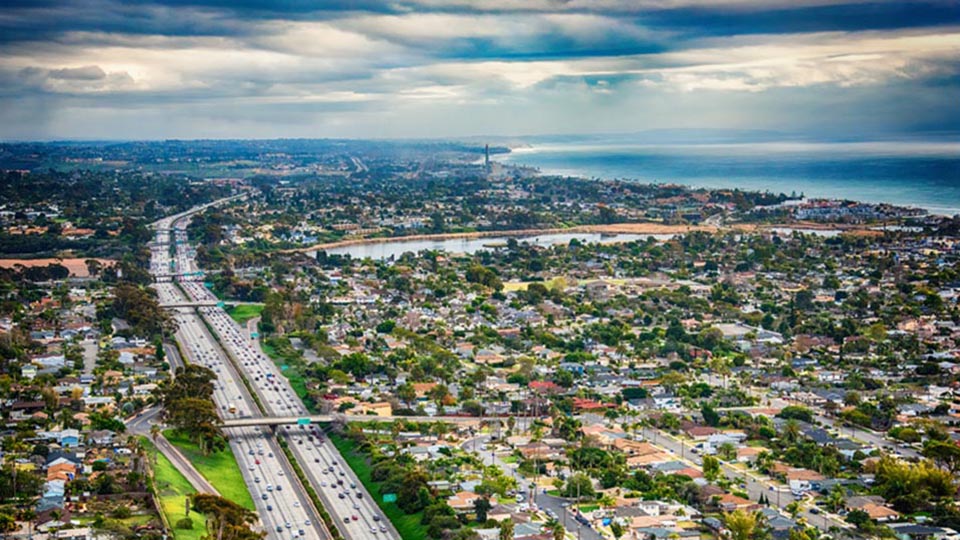 Aerial view of California