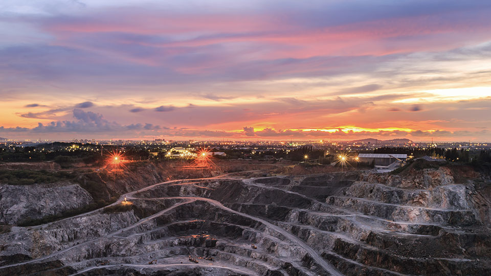 Sunset on top of city landscape