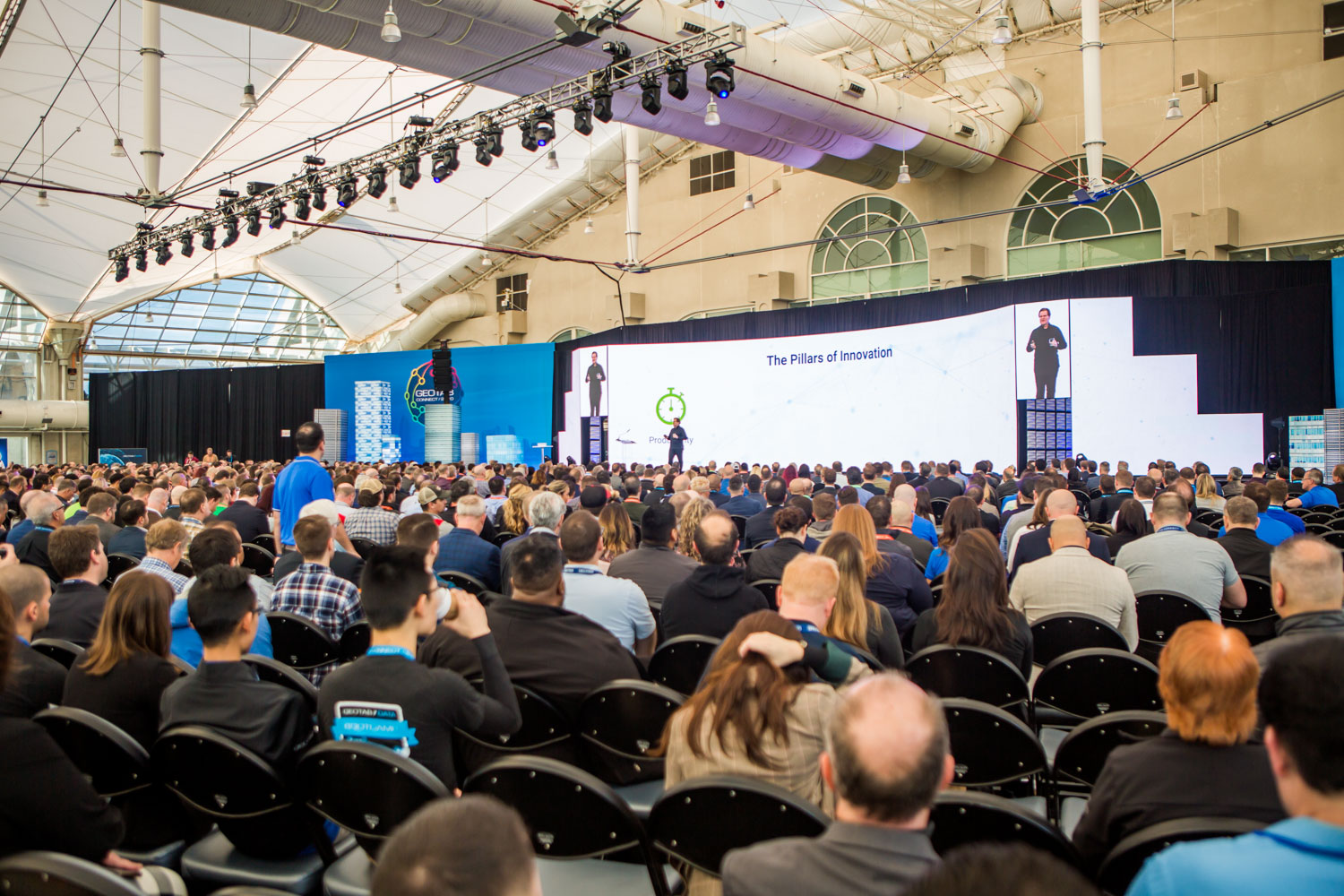 Man standing on stage at Geotab Connect 2020