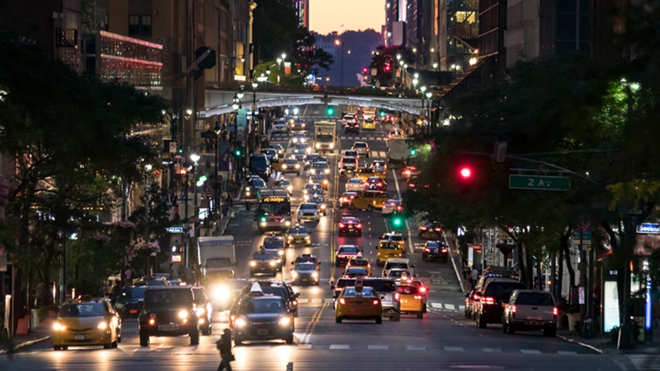 Vehicles on busy road at night time