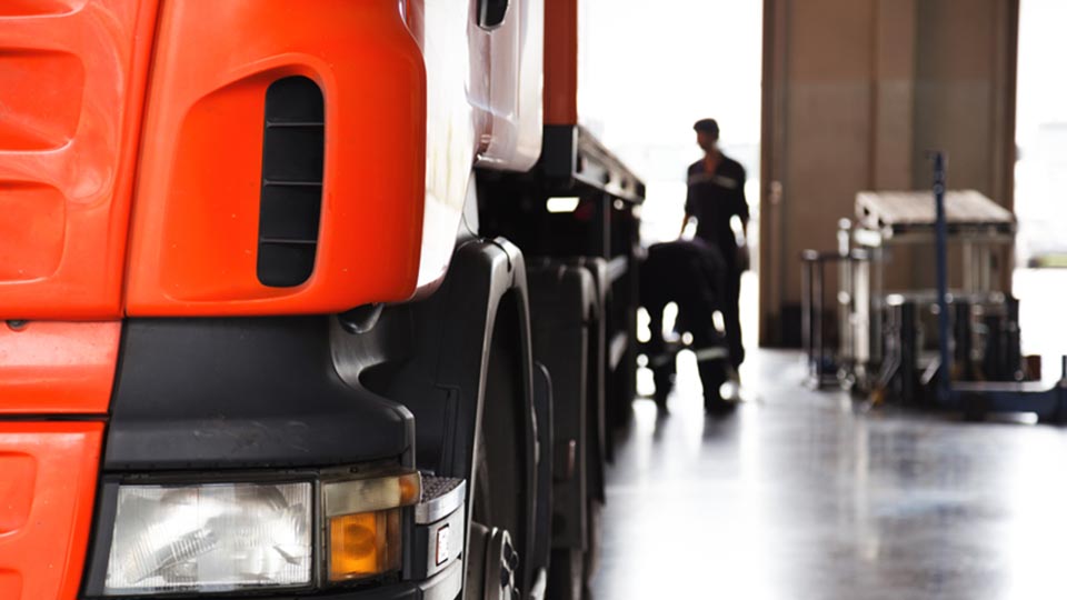 Picture of a parked red truck