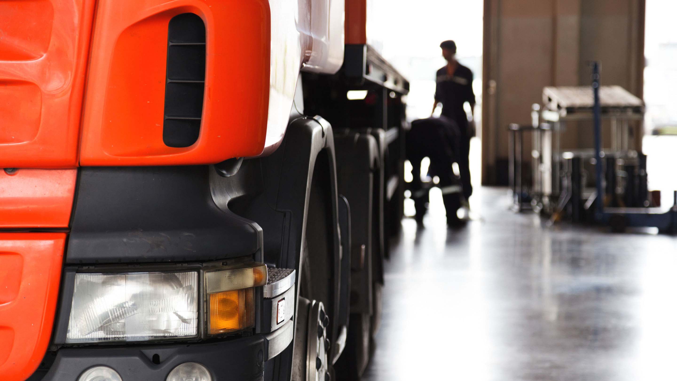 Picture of a parked red truck