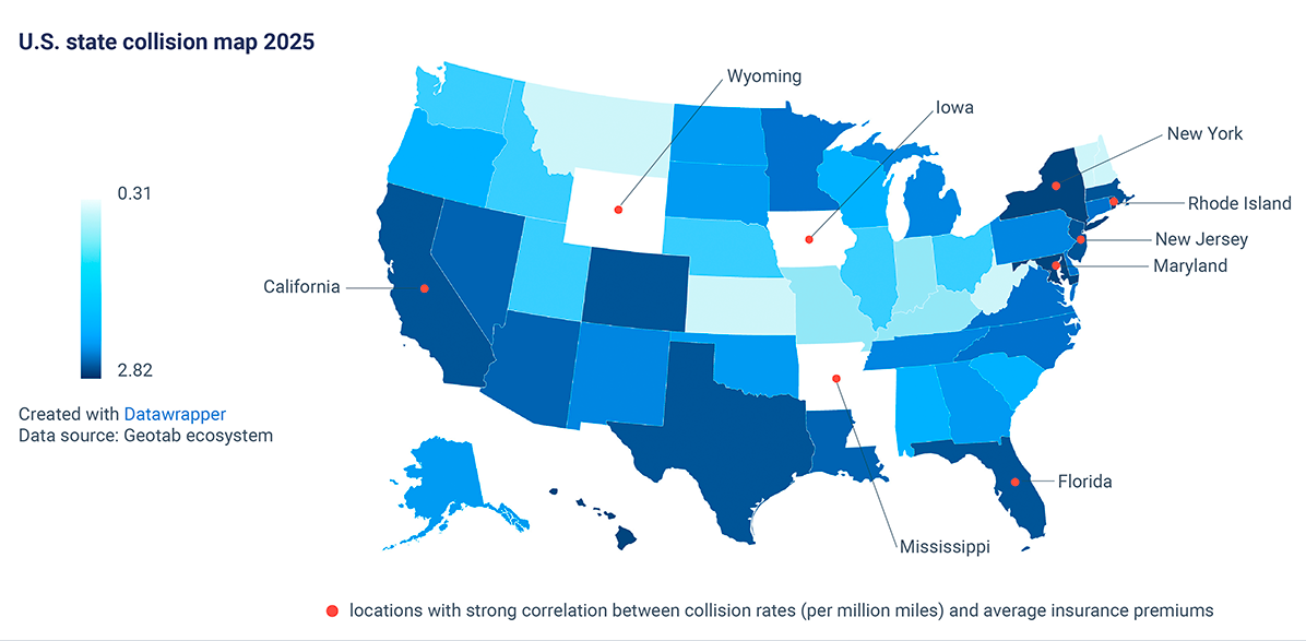 U.S. state collision map 2025 State of Commercial Transportation Report