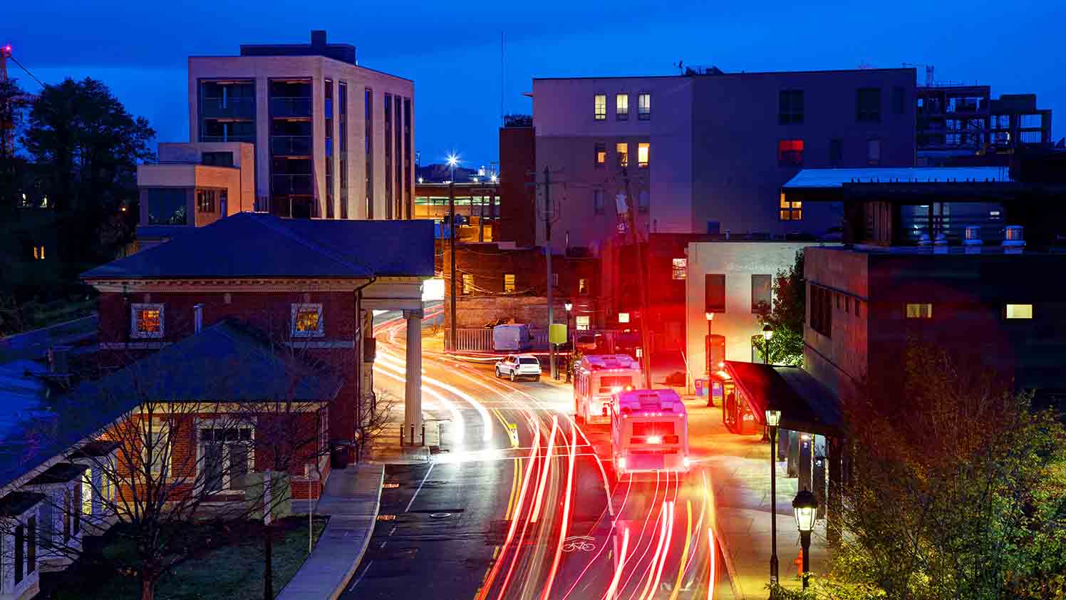 Picture of a neighborhood taken during the night