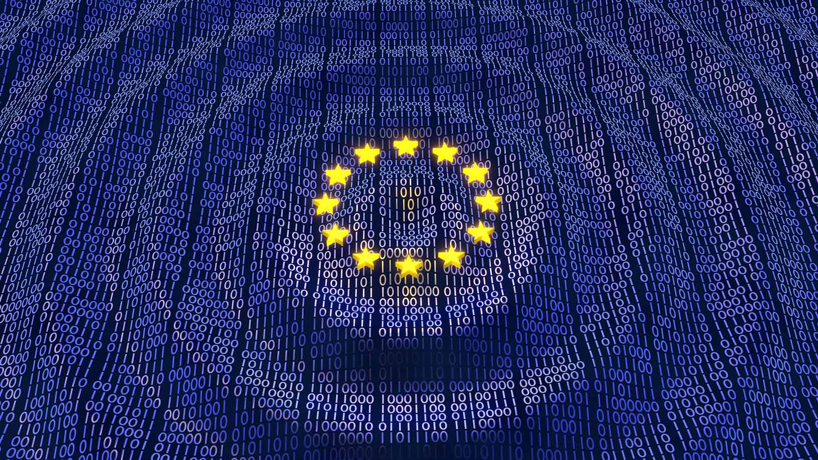 Europäische Flagge mit Datencodierung. 