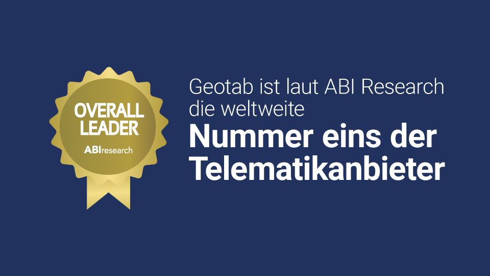 Eine Medaille mit den Worten "Overall Leader" von ABI Research auf blauem Hintergrund.