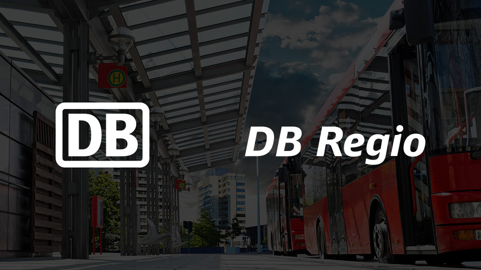 White DB regio logo on dark background