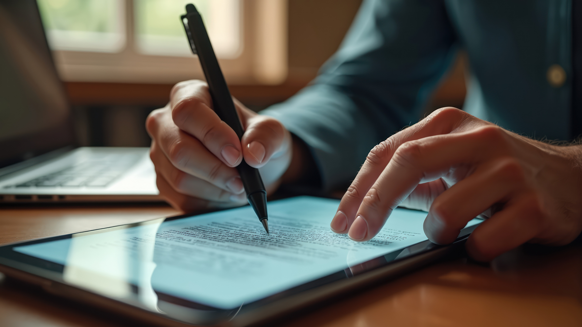 persona firmando un documento digitalmente
