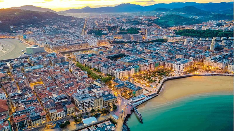 Imagen de la ciudad de San Sebastián desde el aire