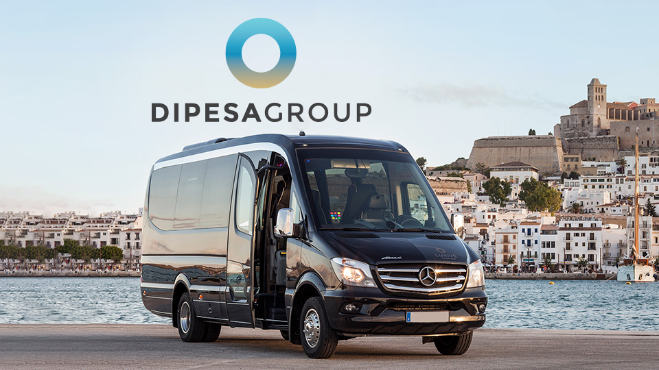 dipesa van in ibiza in front of water