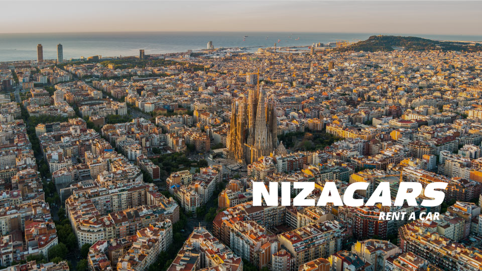 barcelona seen from above with nizacars logo