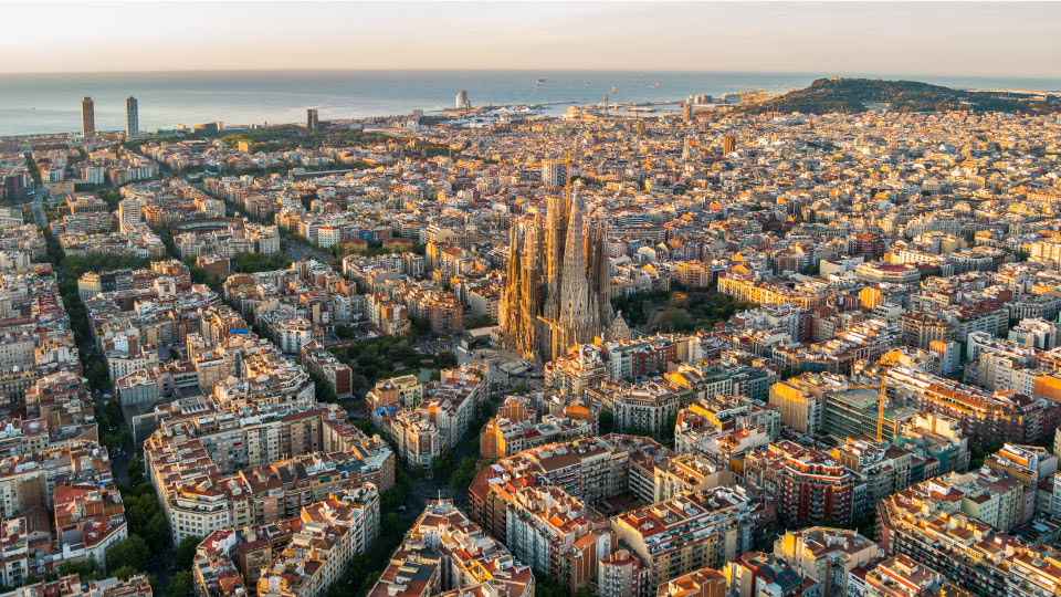 Immagine dall'alto della città di Barcellona