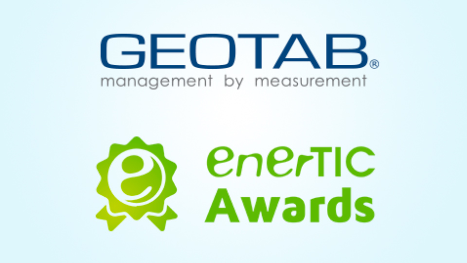 Imagen que promociona los premios de Enertic ganados por Geotab