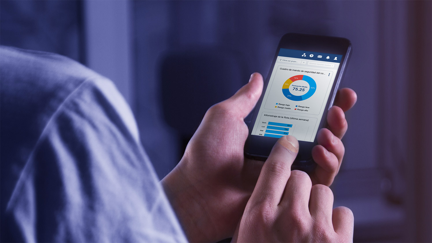 Tarjeta de puntuación de seguridad del conductor en el teléfono