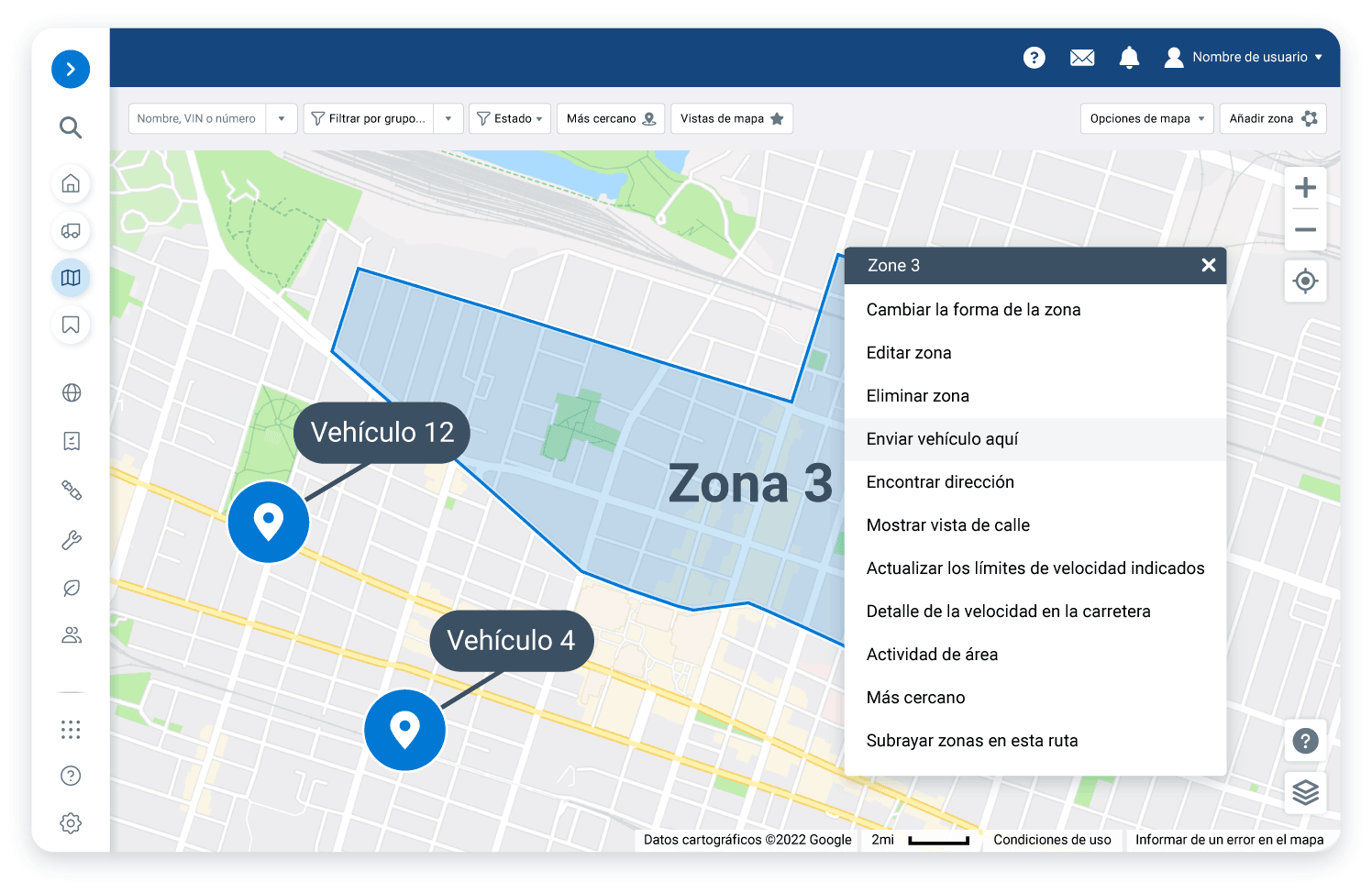MyGeotab mostrando información en tiempo real para distribuir conductores.
